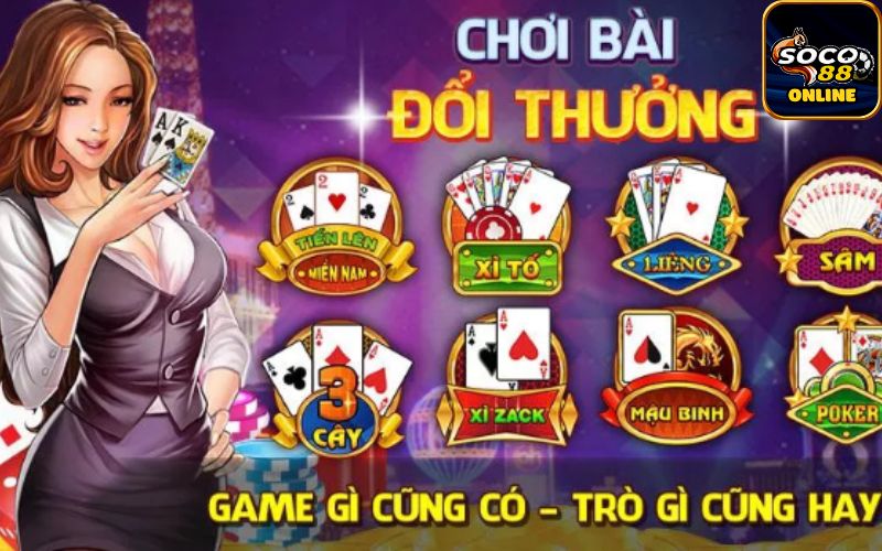 Tổng hợp game bài tại soco88, trò chơi phong phú đa dạng